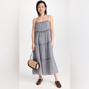 Rails Navy Blue and Cream Checkered Maxi Dress